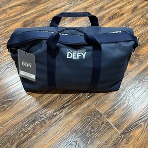 New Calvin Klein Defy Duffel Weekender Travel Gym Bag Navy Blue Shoulder Strap